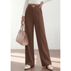 image:imagePRETTYGARDEN Womens High Waisted Dressy Casual Pants  Decoration BuckleFront Seam Trousers with PocketsBusiness Casual OutfitsWork Office SlacksDaily Palazzo Pants All SeasonBrown