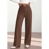 image:imagePRETTYGARDEN Womens High Waisted Dressy Casual Pants  Decoration BuckleFront Seam Trousers with PocketsBusiness Casual OutfitsWork Office SlacksDaily Palazzo Pants All SeasonBrown