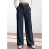 image:imagePRETTYGARDEN Womens High Waisted Dressy Casual Pants  Decoration BuckleFront Seam Trousers with PocketsBusiness Casual OutfitsWork Office SlacksDaily Palazzo Pants All SeasonNavy Blue