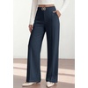 image:imagePRETTYGARDEN Womens High Waisted Dressy Casual Pants  Decoration BuckleFront Seam Trousers with PocketsBusiness Casual OutfitsWork Office SlacksDaily Palazzo Pants All SeasonNavy Blue
