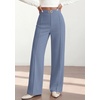 image:imagePRETTYGARDEN Womens High Waisted Dressy Casual Pants  Decoration BuckleFront Seam Trousers with PocketsBusiness Casual OutfitsWork Office SlacksDaily Palazzo Pants All SeasonGrey Blue