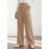 image:imagePRETTYGARDEN Womens High Waisted Dressy Casual Pants  Decoration BuckleFront Seam Trousers with PocketsBusiness Casual OutfitsWork Office SlacksDaily Palazzo Pants All SeasonKhaki