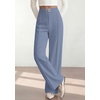 image:imagePRETTYGARDEN Womens High Waisted Dressy Casual Pants  Decoration BuckleFront Seam Trousers with PocketsBusiness Casual OutfitsWork Office SlacksDaily Palazzo Pants All SeasonGrey Blue