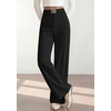 image:imagePRETTYGARDEN Womens High Waisted Dressy Casual Pants  Decoration BuckleFront Seam Trousers with PocketsBusiness Casual OutfitsWork Office SlacksDaily Palazzo Pants All SeasonBlack