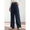 image:imagePRETTYGARDEN Womens High Waisted Dressy Casual Pants  Decoration BuckleFront Seam Trousers with PocketsBusiness Casual OutfitsWork Office SlacksDaily Palazzo Pants All SeasonNavy Blue
