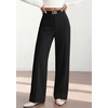 image:imagePRETTYGARDEN Womens High Waisted Dressy Casual Pants  Decoration BuckleFront Seam Trousers with PocketsBusiness Casual OutfitsWork Office SlacksDaily Palazzo Pants All SeasonBlack