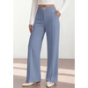image:imagePRETTYGARDEN Womens High Waisted Dressy Casual Pants  Decoration BuckleFront Seam Trousers with PocketsBusiness Casual OutfitsWork Office SlacksDaily Palazzo Pants All SeasonGrey Blue