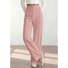 image:imagePRETTYGARDEN Womens High Waisted Dressy Casual Pants  Decoration BuckleFront Seam Trousers with PocketsBusiness Casual OutfitsWork Office SlacksDaily Palazzo Pants All SeasonPink