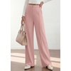 image:imagePRETTYGARDEN Womens High Waisted Dressy Casual Pants  Decoration BuckleFront Seam Trousers with PocketsBusiness Casual OutfitsWork Office SlacksDaily Palazzo Pants All SeasonPink