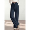 image:imagePRETTYGARDEN Womens High Waisted Dressy Casual Pants  Decoration BuckleFront Seam Trousers with PocketsBusiness Casual OutfitsWork Office SlacksDaily Palazzo Pants All SeasonNavy Blue