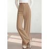 image:imagePRETTYGARDEN Womens High Waisted Dressy Casual Pants  Decoration BuckleFront Seam Trousers with PocketsBusiness Casual OutfitsWork Office SlacksDaily Palazzo Pants All SeasonKhaki