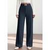 image:imagePRETTYGARDEN Womens High Waisted Dressy Casual Pants  Decoration BuckleFront Seam Trousers with PocketsBusiness Casual OutfitsWork Office SlacksDaily Palazzo Pants All SeasonNavy Blue