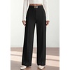 image:imagePRETTYGARDEN Womens High Waisted Dressy Casual Pants  Decoration BuckleFront Seam Trousers with PocketsBusiness Casual OutfitsWork Office SlacksDaily Palazzo Pants All SeasonBlack