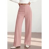 image:imagePRETTYGARDEN Womens High Waisted Dressy Casual Pants  Decoration BuckleFront Seam Trousers with PocketsBusiness Casual OutfitsWork Office SlacksDaily Palazzo Pants All SeasonPink