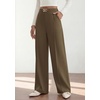 image:imagePRETTYGARDEN Womens High Waisted Dressy Casual Pants  Decoration BuckleFront Seam Trousers with PocketsBusiness Casual OutfitsWork Office SlacksDaily Palazzo Pants All SeasonArmy Green