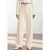 image:imagePRETTYGARDEN Womens High Waisted Dressy Casual Pants  Decoration BuckleFront Seam Trousers with PocketsBusiness Casual OutfitsWork Office SlacksDaily Palazzo Pants All SeasonBeige