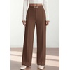 image:imagePRETTYGARDEN Womens High Waisted Dressy Casual Pants  Decoration BuckleFront Seam Trousers with PocketsBusiness Casual OutfitsWork Office SlacksDaily Palazzo Pants All SeasonBrown
