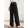 image:imagePRETTYGARDEN Womens High Waisted Dressy Casual Pants  Decoration BuckleFront Seam Trousers with PocketsBusiness Casual OutfitsWork Office SlacksDaily Palazzo Pants All SeasonBlack
