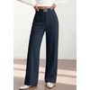 image:imagePRETTYGARDEN Womens High Waisted Dressy Casual Pants  Decoration BuckleFront Seam Trousers with PocketsBusiness Casual OutfitsWork Office SlacksDaily Palazzo Pants All SeasonNavy Blue