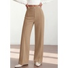 image:imagePRETTYGARDEN Womens High Waisted Dressy Casual Pants  Decoration BuckleFront Seam Trousers with PocketsBusiness Casual OutfitsWork Office SlacksDaily Palazzo Pants All SeasonKhaki