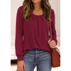 image:imagePRETTYGARDEN Womens Long Puff Sleeve Tops Crew Neck Blouse  Pleated Front Loose Fit Soft Business Casual Work Shirts Dressy Daily Wear School Travel Outfits Fall Winter ClothingWine Red