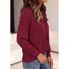 image:imagePRETTYGARDEN Womens Long Puff Sleeve Tops Crew Neck Blouse  Pleated Front Loose Fit Soft Business Casual Work Shirts Dressy Daily Wear School Travel Outfits Fall Winter ClothingWine Red