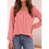 image:imagePRETTYGARDEN Womens Long Puff Sleeve Tops Crew Neck Blouse  Pleated Front Loose Fit Soft Business Casual Work Shirts Dressy Daily Wear School Travel Outfits Fall Winter ClothingCoral Pink