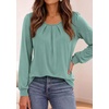 image:imagePRETTYGARDEN Womens Long Puff Sleeve Tops Crew Neck Blouse  Pleated Front Loose Fit Soft Business Casual Work Shirts Dressy Daily Wear School Travel Outfits Fall Winter ClothingGrey Green