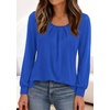 image:imagePRETTYGARDEN Womens Long Puff Sleeve Tops Crew Neck Blouse  Pleated Front Loose Fit Soft Business Casual Work Shirts Dressy Daily Wear School Travel Outfits Fall Winter ClothingRoyal Blue