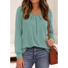 image:imagePRETTYGARDEN Womens Long Puff Sleeve Tops Crew Neck Blouse  Pleated Front Loose Fit Soft Business Casual Work Shirts Dressy Daily Wear School Travel Outfits Fall Winter ClothingGrey Green