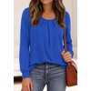 image:imagePRETTYGARDEN Womens Long Puff Sleeve Tops Crew Neck Blouse  Pleated Front Loose Fit Soft Business Casual Work Shirts Dressy Daily Wear School Travel Outfits Fall Winter ClothingRoyal Blue