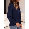 image:imagePRETTYGARDEN Womens Long Puff Sleeve Tops Crew Neck Blouse  Pleated Front Loose Fit Soft Business Casual Work Shirts Dressy Daily Wear School Travel Outfits Fall Winter ClothingNavy Blue