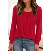 image:imagePRETTYGARDEN Womens Long Puff Sleeve Tops Crew Neck Blouse  Pleated Front Loose Fit Soft Business Casual Work Shirts Dressy Daily Wear School Travel Outfits Fall Winter ClothingRed