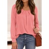 image:imagePRETTYGARDEN Womens Long Puff Sleeve Tops Crew Neck Blouse  Pleated Front Loose Fit Soft Business Casual Work Shirts Dressy Daily Wear School Travel Outfits Fall Winter ClothingCoral Pink