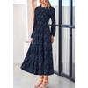 image:imagePRETTYGARDEN Womens Long Sleeve Boho Floral Midi Dress  Flowy Smocked A Line Tiered Lace Trim Pockets Elegant Fall Wedding Guest Dresses Spring Vacation Cruise Resort OutfitsNavy