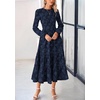 image:imagePRETTYGARDEN Womens Long Sleeve Boho Floral Midi Dress  Flowy Smocked A Line Tiered Lace Trim Pockets Elegant Fall Wedding Guest Dresses Spring Vacation Cruise Resort OutfitsNavy