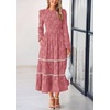image:imagePRETTYGARDEN Womens Long Sleeve Boho Floral Midi Dress  Flowy Smocked A Line Tiered Lace Trim Pockets Elegant Fall Wedding Guest Dresses Spring Vacation Cruise Resort OutfitsBean Paste Pink