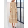 image:imagePRETTYGARDEN Womens Long Sleeve Boho Floral Midi Dress  Flowy Smocked A Line Tiered Lace Trim Pockets Elegant Fall Wedding Guest Dresses Spring Vacation Cruise Resort OutfitsApricot