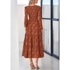 image:imagePRETTYGARDEN Womens Long Sleeve Boho Floral Midi Dress  Flowy Smocked A Line Tiered Lace Trim Pockets Elegant Fall Wedding Guest Dresses Spring Vacation Cruise Resort OutfitsBrick Red