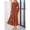 image:imagePRETTYGARDEN Womens Long Sleeve Boho Floral Midi Dress  Flowy Smocked A Line Tiered Lace Trim Pockets Elegant Fall Wedding Guest Dresses Spring Vacation Cruise Resort OutfitsBrick Red