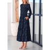 image:imagePRETTYGARDEN Womens Long Sleeve Boho Floral Midi Dress  Flowy Smocked A Line Tiered Lace Trim Pockets Elegant Fall Wedding Guest Dresses Spring Vacation Cruise Resort OutfitsNavy