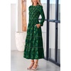 image:imagePRETTYGARDEN Womens Long Sleeve Boho Floral Midi Dress  Flowy Smocked A Line Tiered Lace Trim Pockets Elegant Fall Wedding Guest Dresses Spring Vacation Cruise Resort OutfitsDark Green