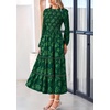 image:imagePRETTYGARDEN Womens Long Sleeve Boho Floral Midi Dress  Flowy Smocked A Line Tiered Lace Trim Pockets Elegant Fall Wedding Guest Dresses Spring Vacation Cruise Resort OutfitsDark Green