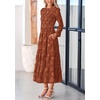 image:imagePRETTYGARDEN Womens Long Sleeve Boho Floral Midi Dress  Flowy Smocked A Line Tiered Lace Trim Pockets Elegant Fall Wedding Guest Dresses Spring Vacation Cruise Resort OutfitsBrick Red
