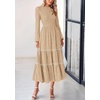 image:imagePRETTYGARDEN Womens Long Sleeve Boho Floral Midi Dress  Flowy Smocked A Line Tiered Lace Trim Pockets Elegant Fall Wedding Guest Dresses Spring Vacation Cruise Resort OutfitsApricot