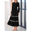 image:imagePRETTYGARDEN Womens Long Sleeve Boho Floral Midi Dress  Flowy Smocked A Line Tiered Lace Trim Pockets Elegant Fall Wedding Guest Dresses Spring Vacation Cruise Resort OutfitsBlack