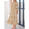 image:imagePRETTYGARDEN Womens Long Sleeve Boho Floral Midi Dress  Flowy Smocked A Line Tiered Lace Trim Pockets Elegant Fall Wedding Guest Dresses Spring Vacation Cruise Resort OutfitsApricot