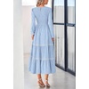image:imagePRETTYGARDEN Womens Long Sleeve Boho Floral Midi Dress  Flowy Smocked A Line Tiered Lace Trim Pockets Elegant Fall Wedding Guest Dresses Spring Vacation Cruise Resort OutfitsLight Blue