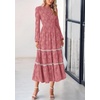 image:imagePRETTYGARDEN Womens Long Sleeve Boho Floral Midi Dress  Flowy Smocked A Line Tiered Lace Trim Pockets Elegant Fall Wedding Guest Dresses Spring Vacation Cruise Resort OutfitsBean Paste Pink