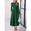 image:imagePRETTYGARDEN Womens Long Sleeve Boho Floral Midi Dress  Flowy Smocked A Line Tiered Lace Trim Pockets Elegant Fall Wedding Guest Dresses Spring Vacation Cruise Resort OutfitsDark Green
